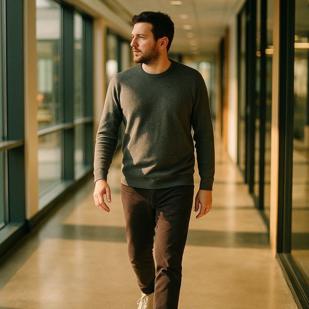 Illustration of a person taking a short walking break from a desk