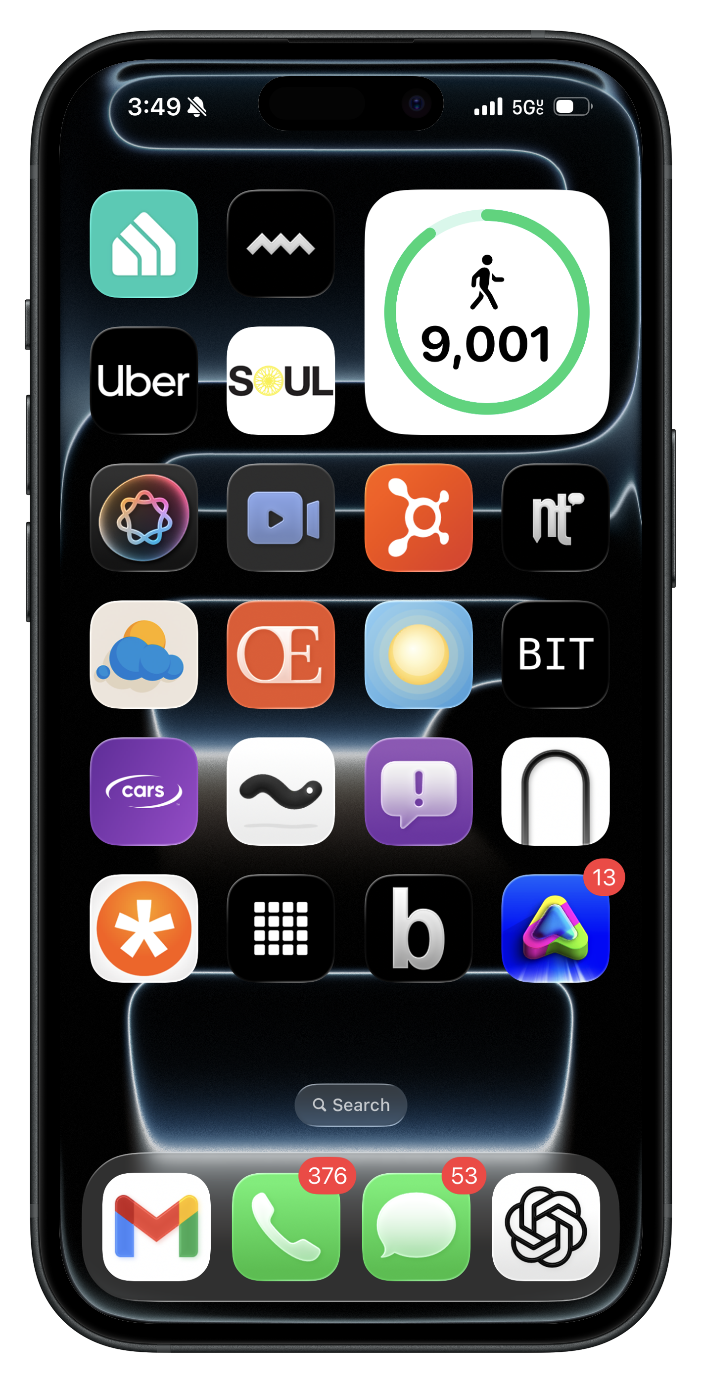 Home Screen Widget showing step counter